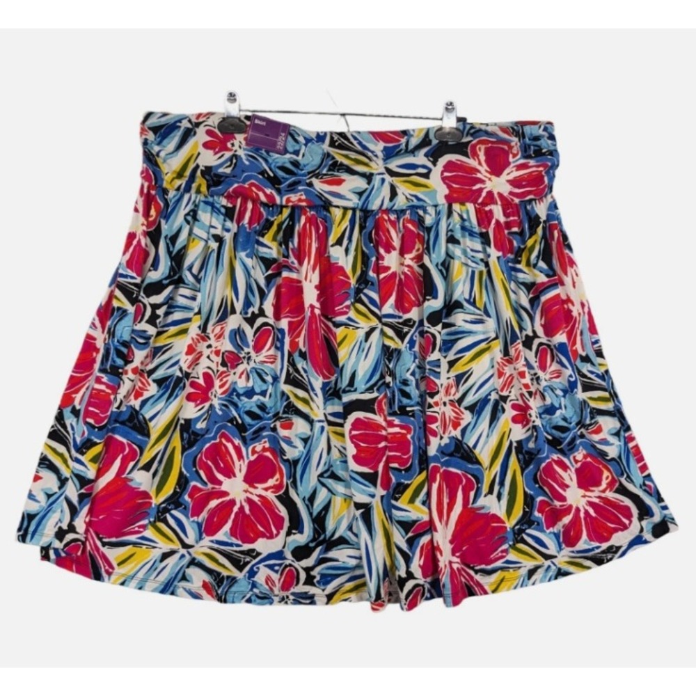 Lane Bryant Floral Mini Skirt Womens Size 24 Plus Size Multi Color Tropical Knit